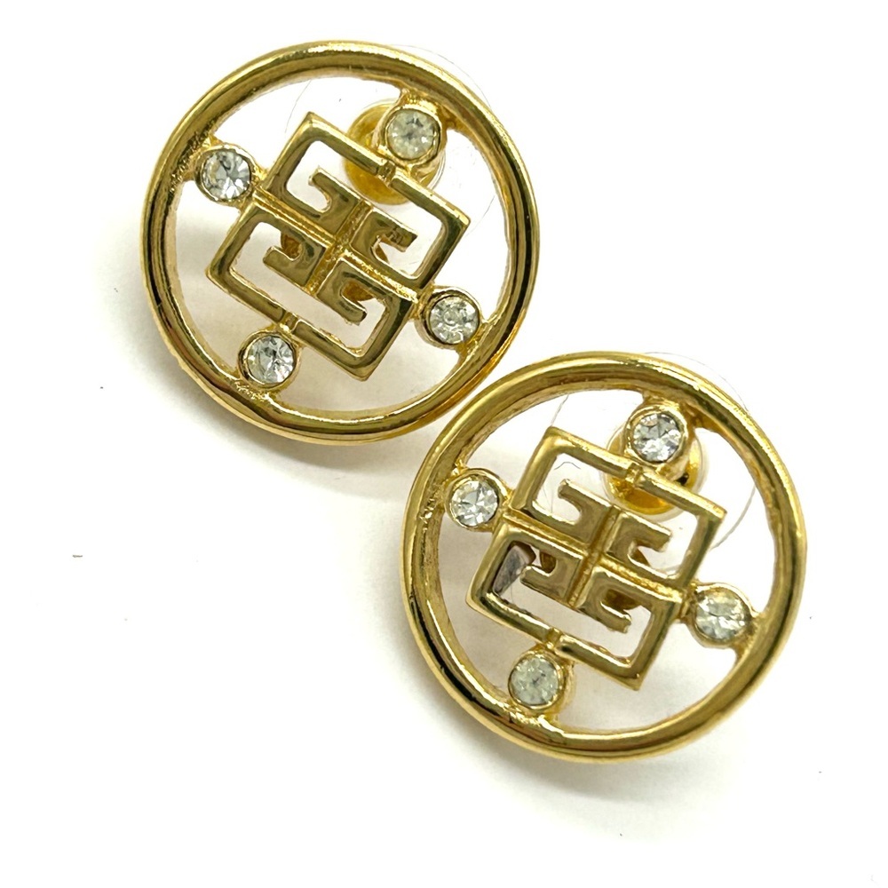 Givenchy Gold Circle Crystal Earrings